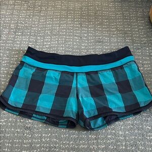Lululemon Athletica Teal and Navy Plaid Speed Shorts